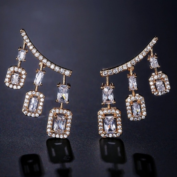 Jewelry - ✨🦋Gold Crystal Jacket Earrings🦋✨